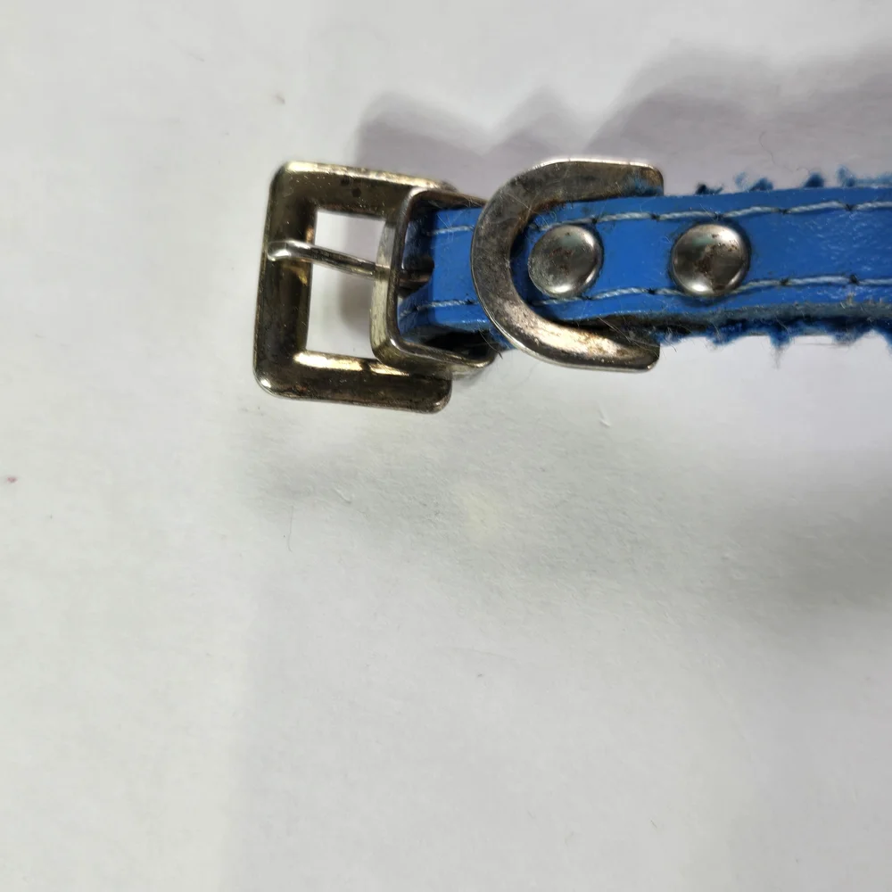 Vintage Blue Studded Cat or Kitten Collar with Bell - X-Small